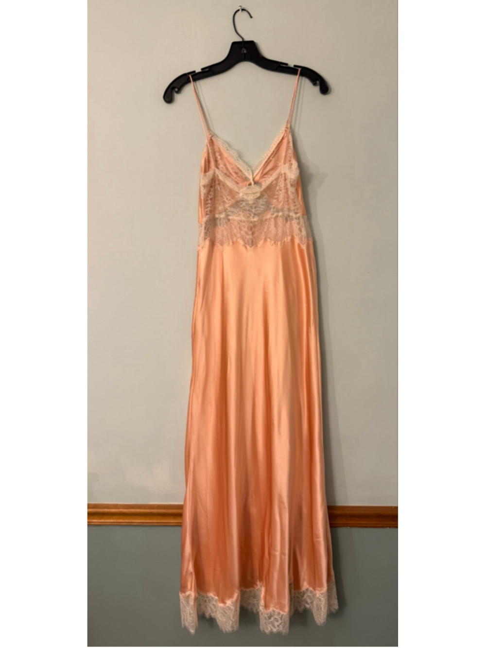 LoveShackFancy Orianna Silk Maxi Dress Peche Pink Lace 8 NWT - Picture 5 of 10